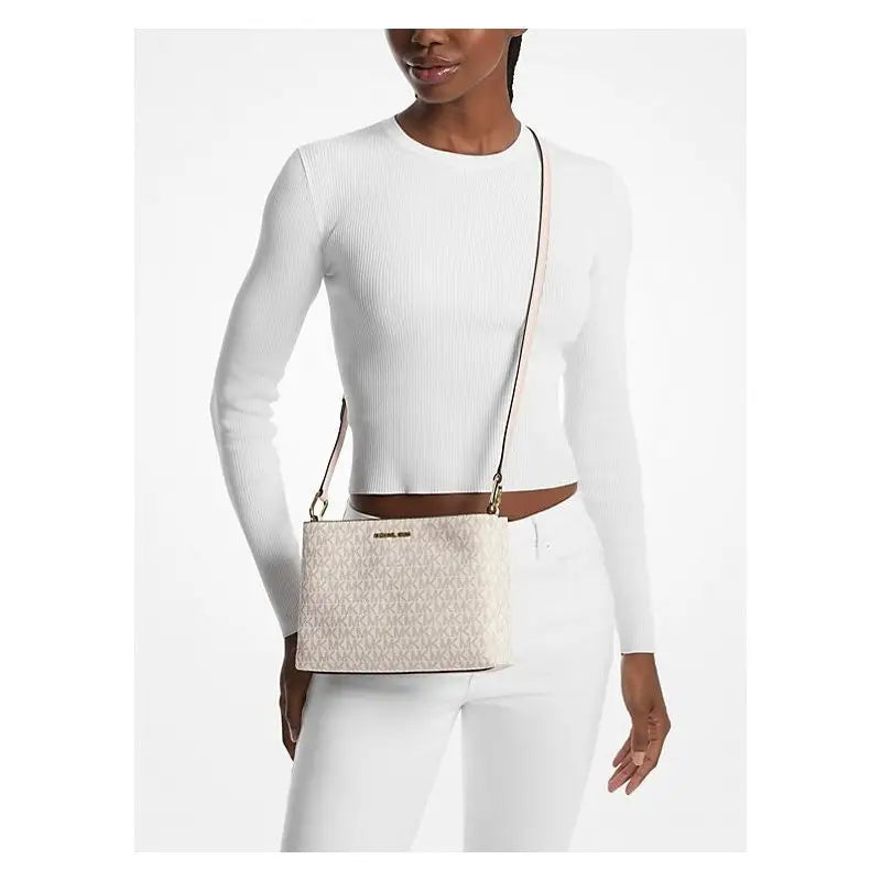 Michael Kors Trisha Medium Triple Compartment Leather Shoulder Crossbody